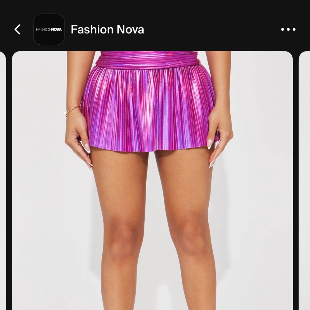 Metallic Pink Fashion Nova Mini Skirt